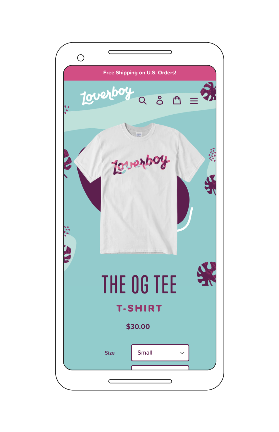 the og t-shirt from loverboy displayed on mobile screen template