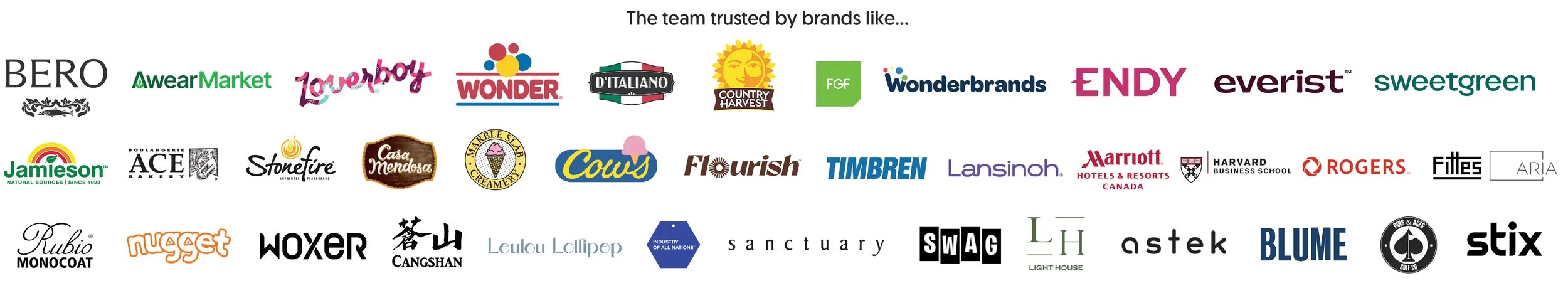 a banner of client (patron) logos.