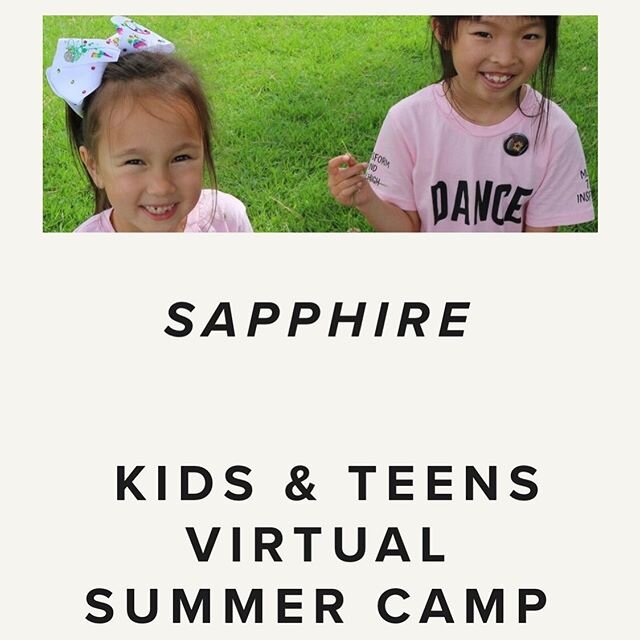 #summervibes 
Virtual Summer classes for kids and teens !
Click on the link on the bio or below 
https://sapphiredancefit.com/sapphire-kids-summer-camp

#summer2020 #virtuallearning #sapphiredancefit#studiosapphire