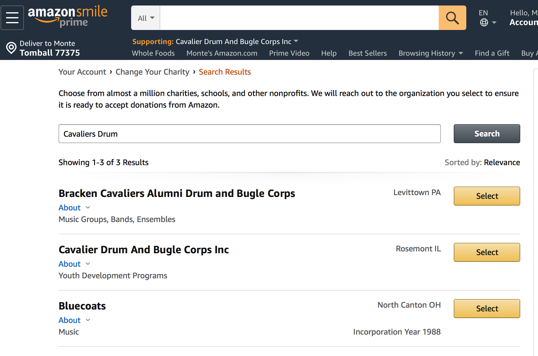 Amazon Smile The Cavaliers Ap E Giving