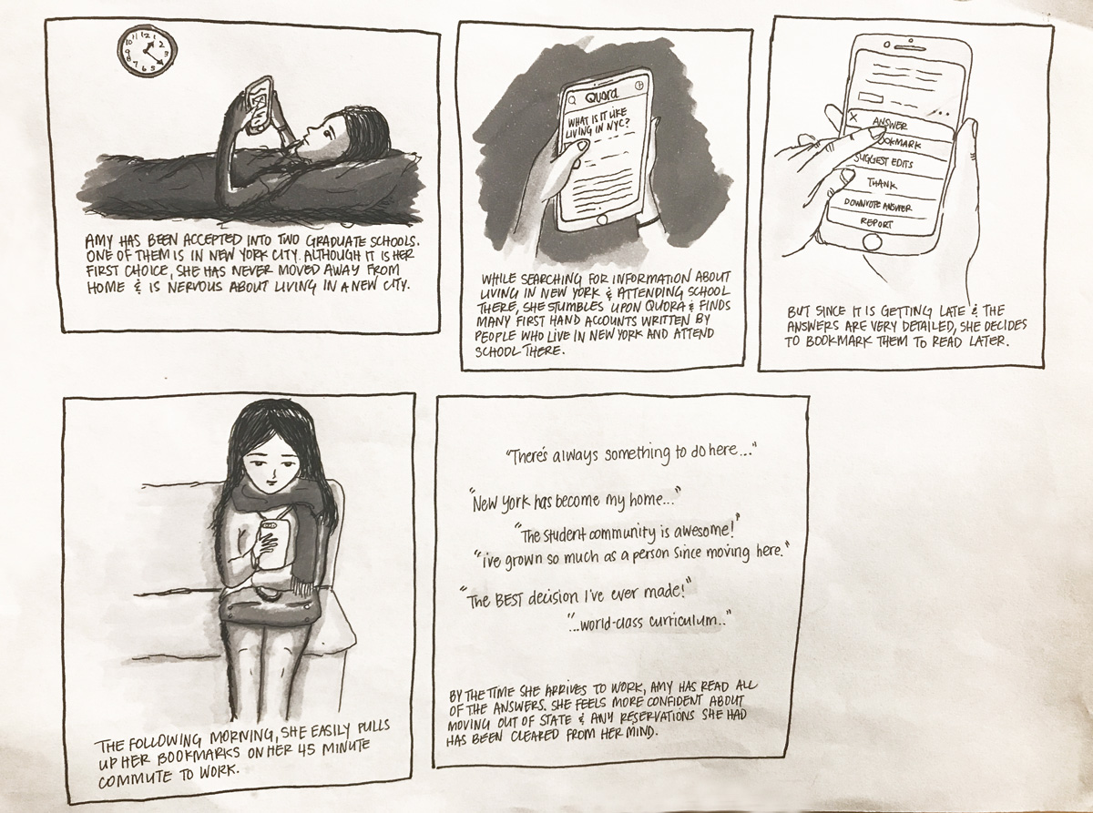 Scenario demonstrating how being able to access bookmarks easily can be beneficial to a user.