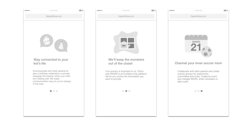 Initial lo-fi prototypes emphasizing the unique value proposition
