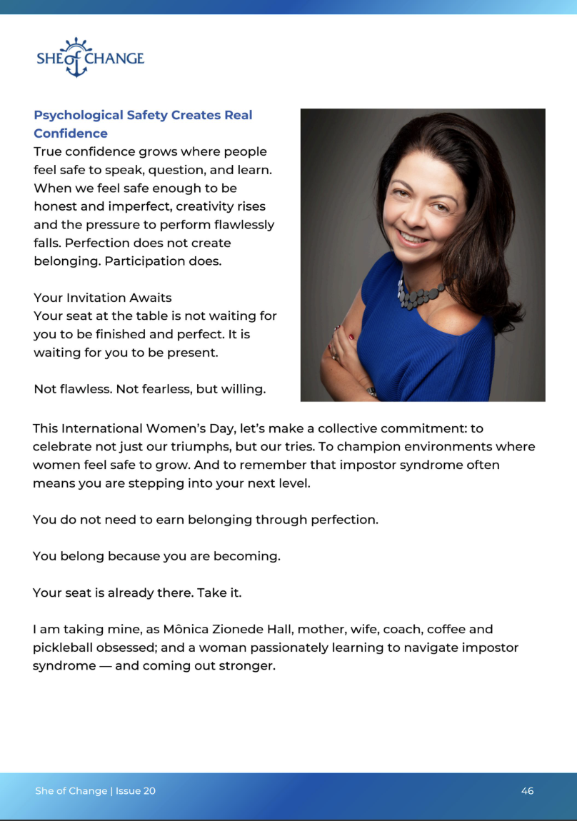 Mônica Zionede Hall, CEO and Founder of FELIZ Consulting, Featured in Maritime SheEO Magazine