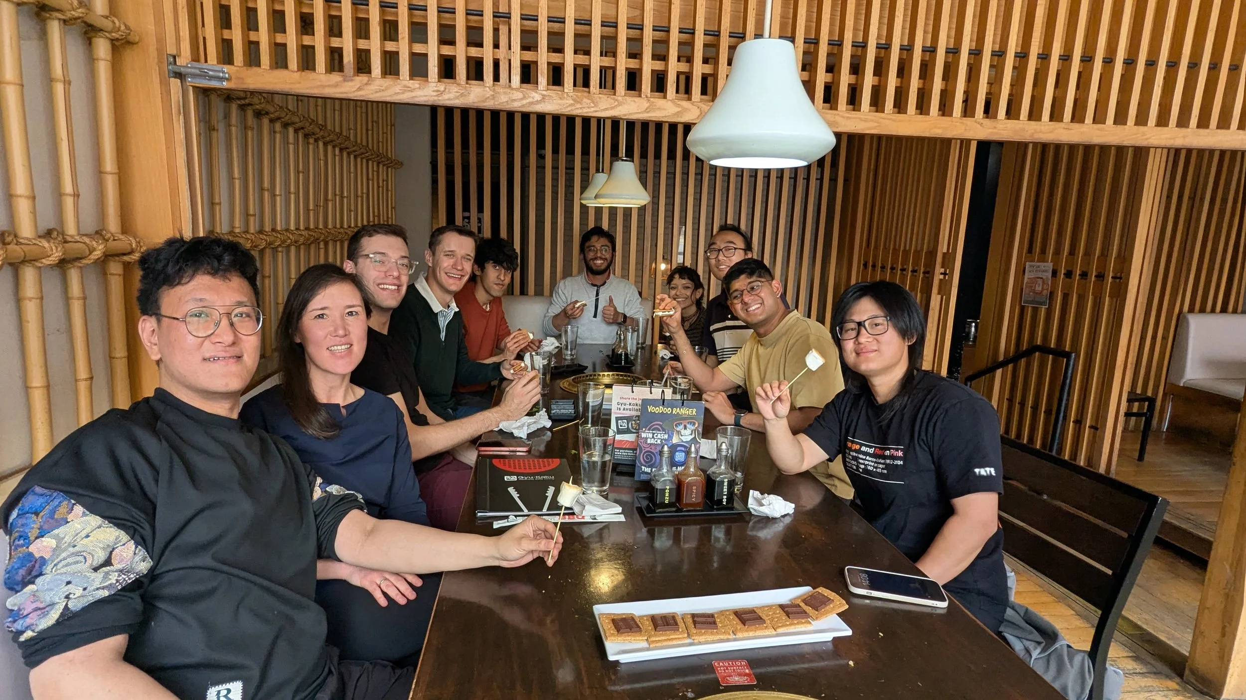 group photo at restaurant