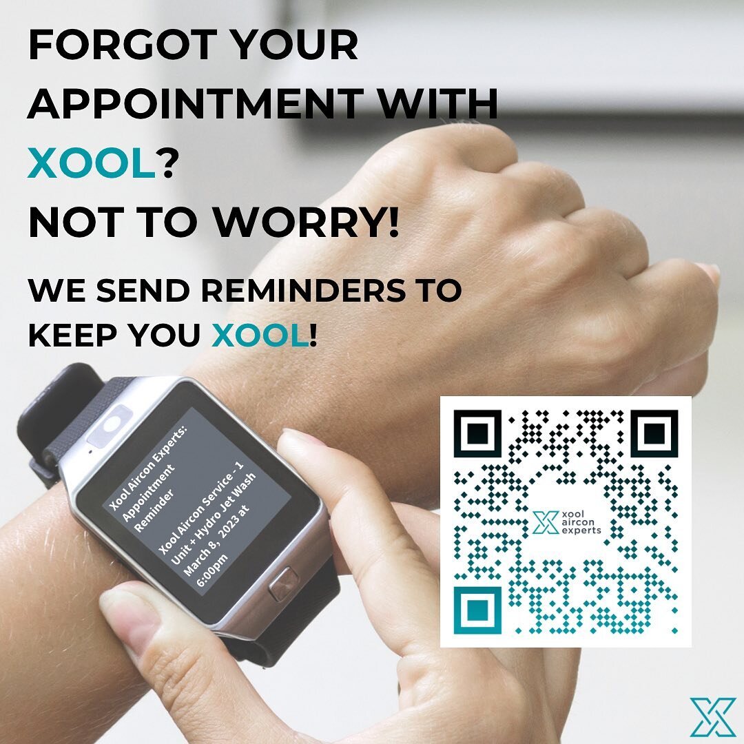Feeling the heat and forgetful at times?
Not to worry!🙅🏻&zwj;♂️

We're here to XOOL you down!❄️
Have a XOOL one with us!❄️

Reminders will be sent out to you before your upcoming appointments with XOOL!

✅ Apply for a fast - easy online booking and