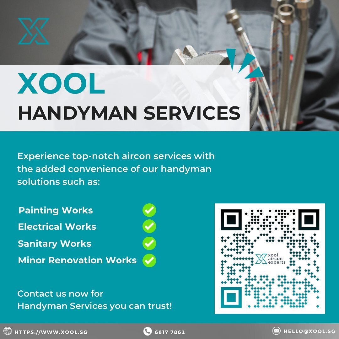 Xool offers versatile handyman services, from small repairs to minor renovations ‼️

Have a XOOL one with us!❄️

Reminders will be sent out to you before your upcoming appointments with XOOL!

✅ Apply for a fast - easy online booking and payment syst