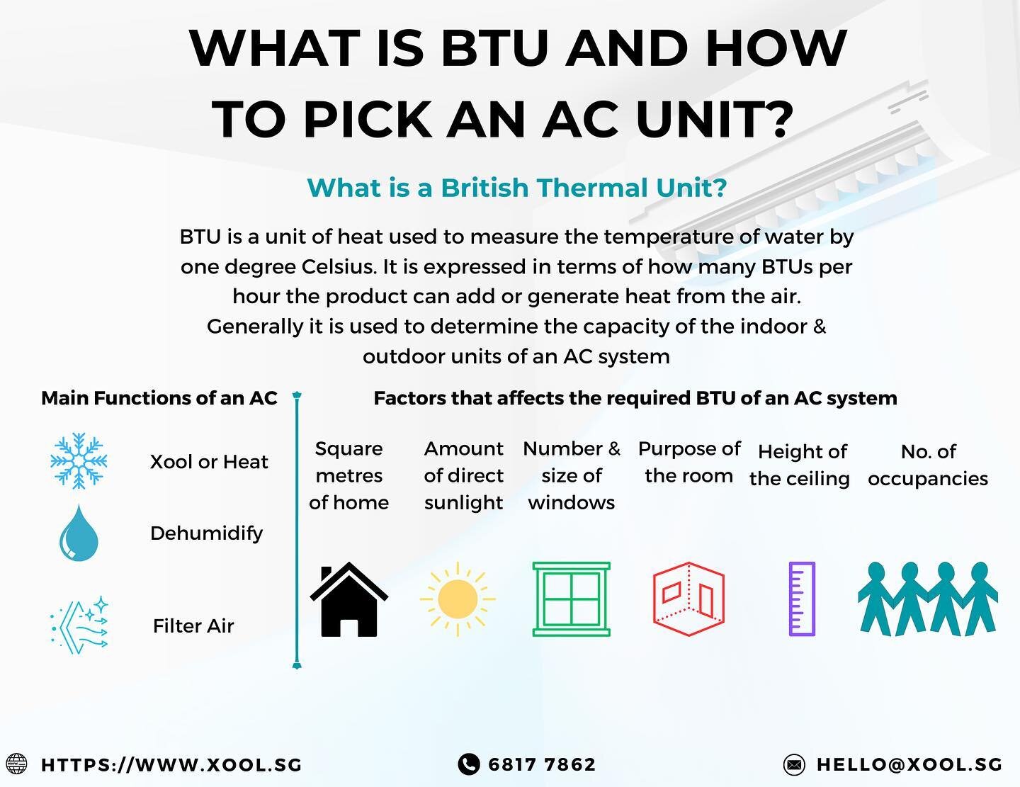 Not sure what does BTU means &amp; which AC fits your unit best ?

Not to worry!🙅🏻&zwj;♂️
Book a site survey with us with instant confirmation!!

We're here to XOOL you down!❄️
Have a XOOL one with us!❄️

Reminders will be sent out to you before yo