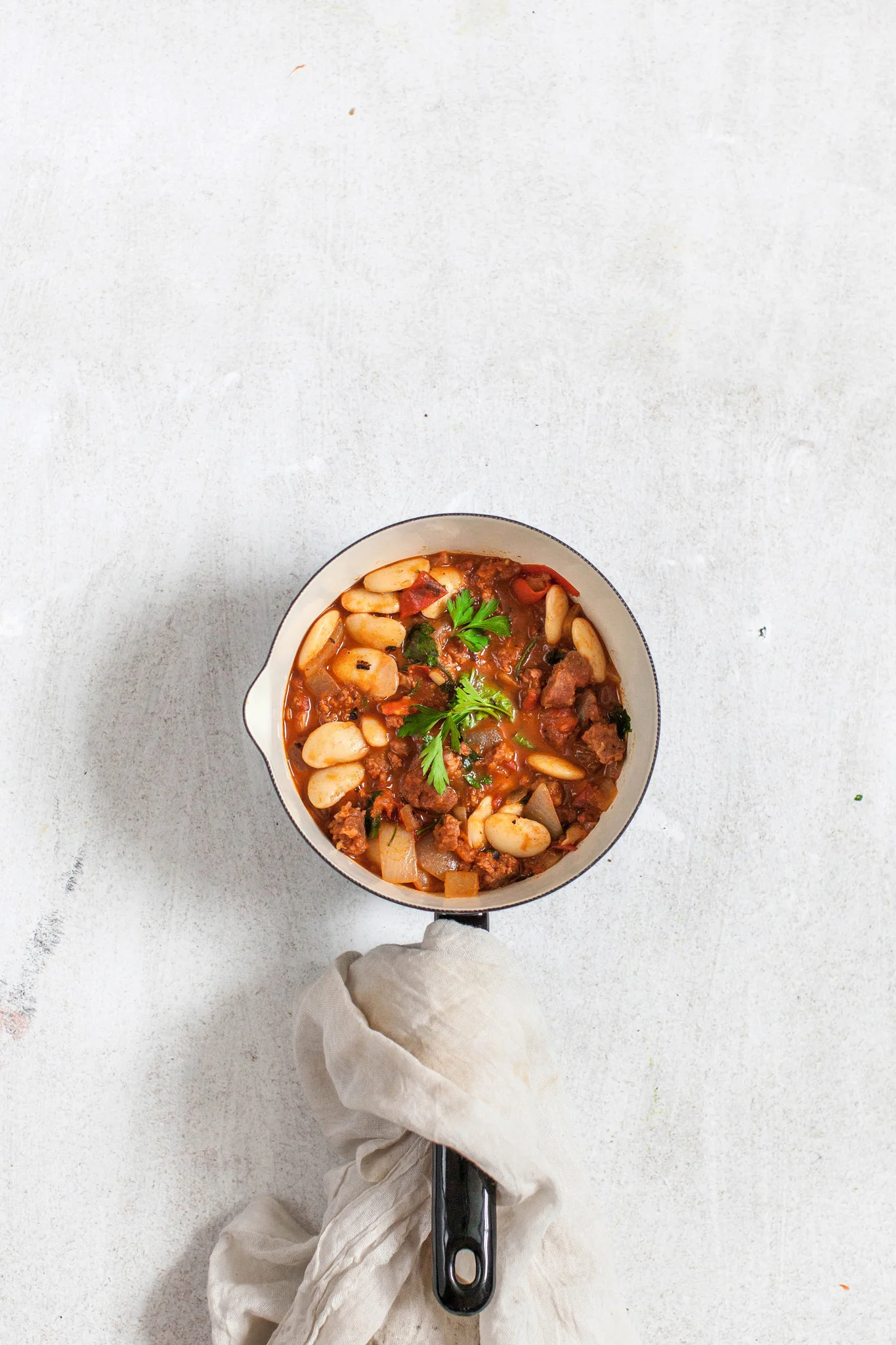 Chorizo and butterbean stew recipe. Retreat // Food and lifestyle blog based in Sussex. Food photography by Emma Gutteridge.
