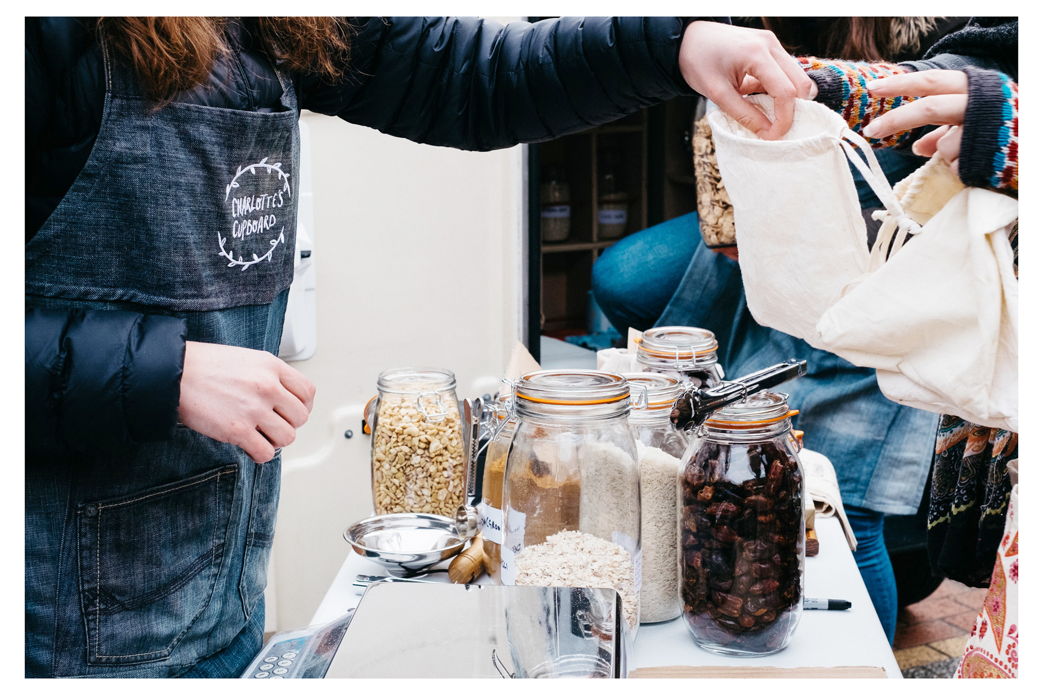 Charlotte's Cupboard is a packaging free venture in Sussex that offers home delivery or market days. You bring your own containers and pay only for the food! 