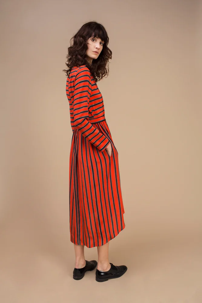 Crepe silk long and asymmetric dress — Rock Candy