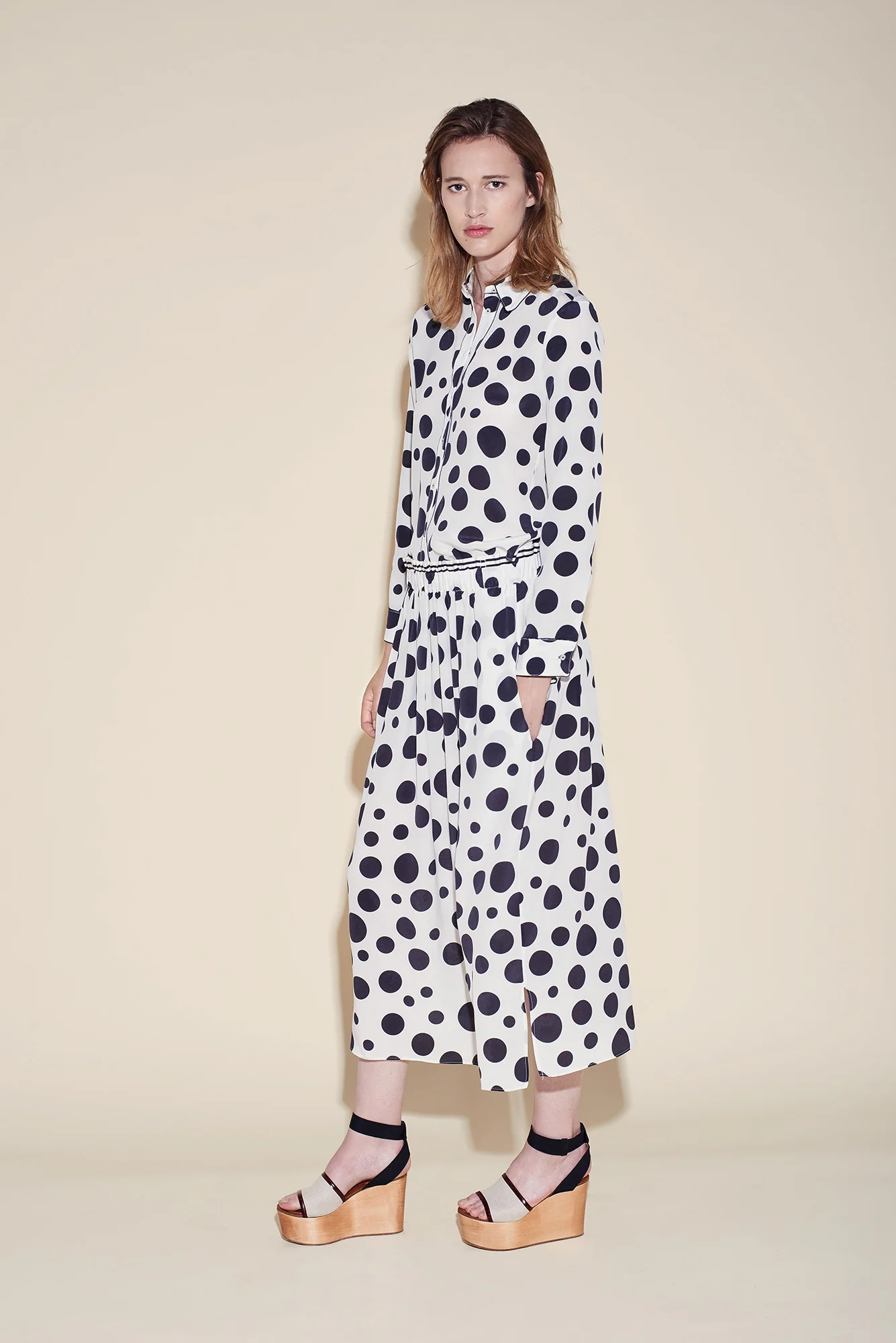 Shirt crepe silk polka dots black – Long skirt crepe silk polka dots black