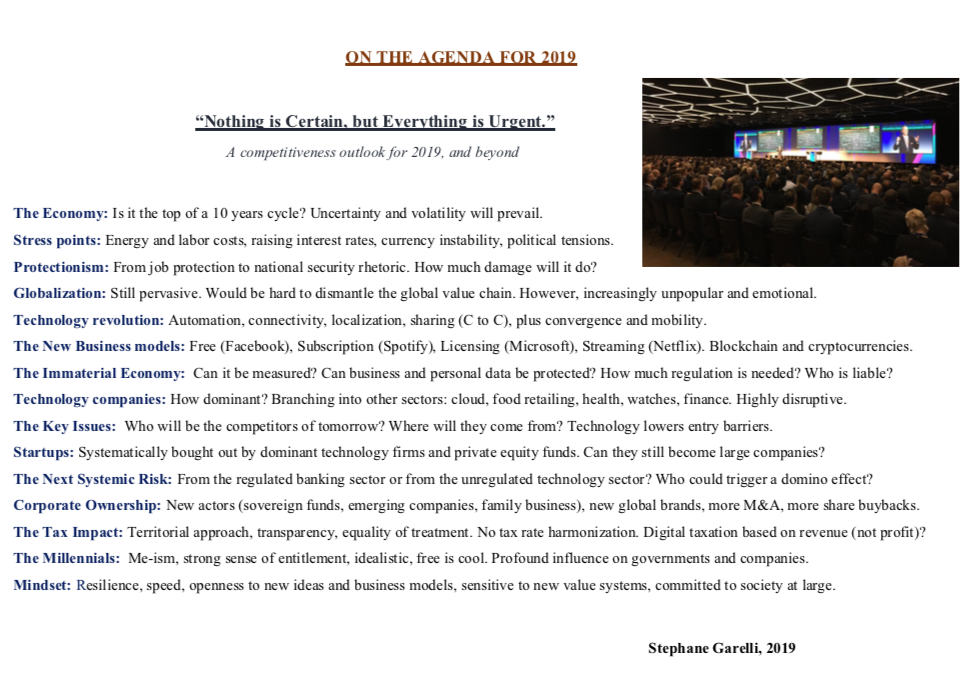 Stéphane Garelli's Competitiveness Outlook 2019