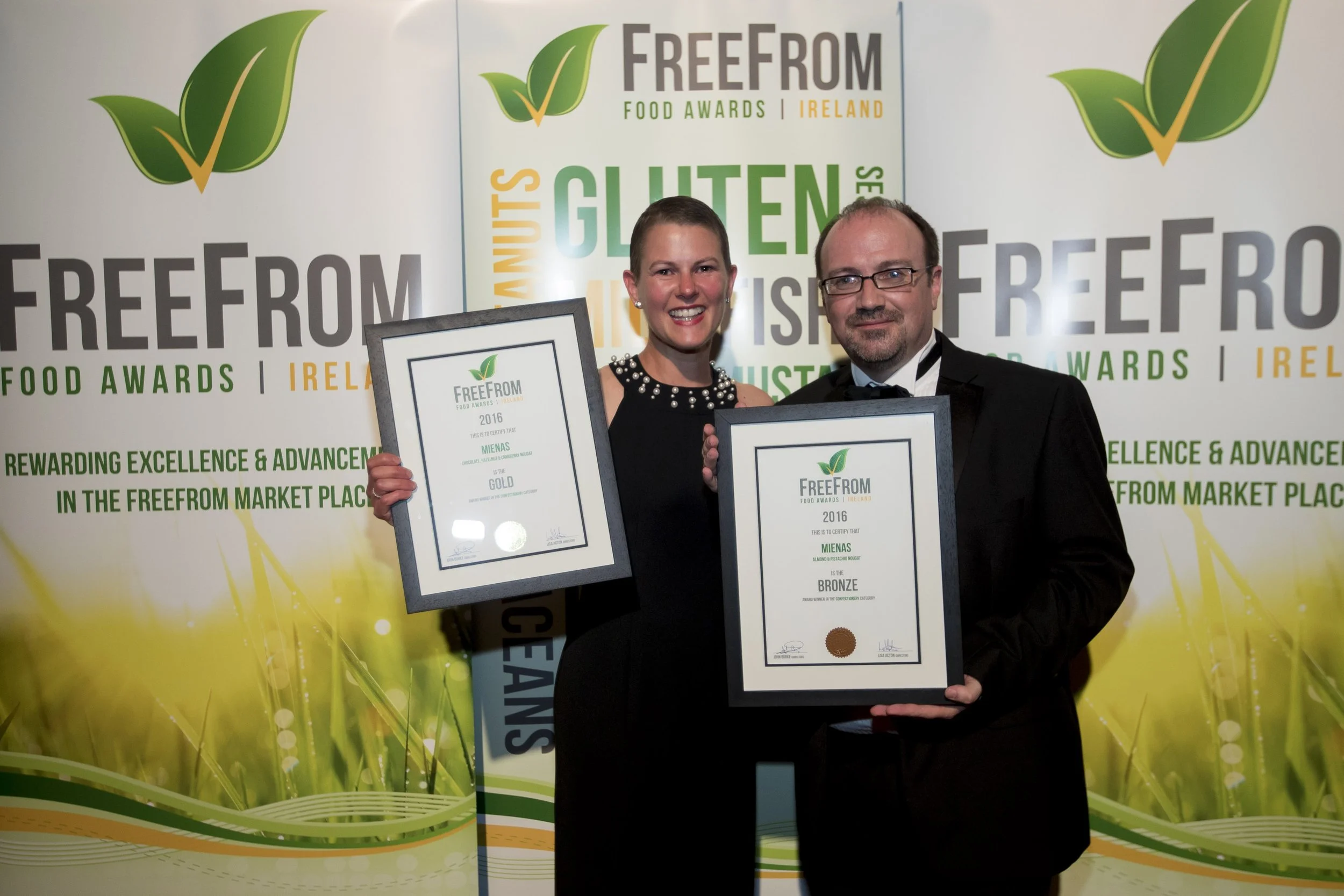 Shortly after Bloom, Miena's won Gold (Chocolate, Hazelnut & Cranberry nougat) and Bronze (Almond & Pistachio) in the confectionery category at the Free From Food Award 2016. With me is John Burke founder of the Free From Food Awards.