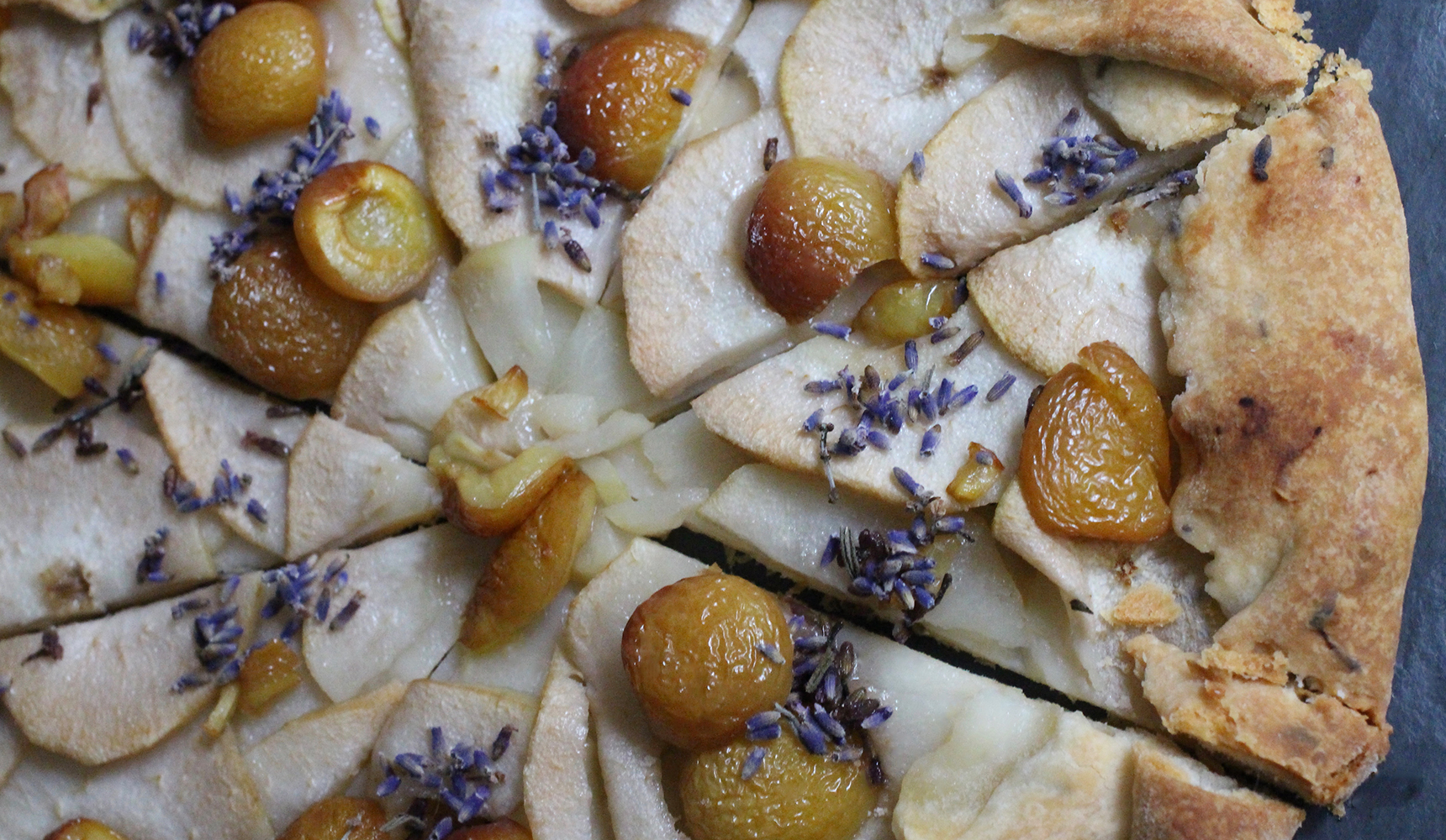 LAVENDER PEAR AND CHERRY GALETTE