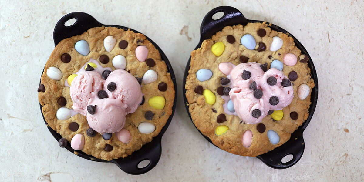 SKILLET EASTER EGG CHOCOLATE CHIP COOKIES