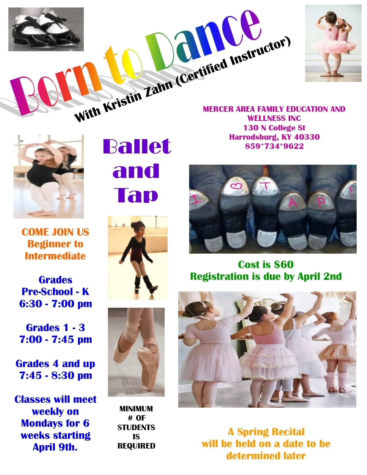 Born to Dance with (Kristin Zahn) Registration due by April 2