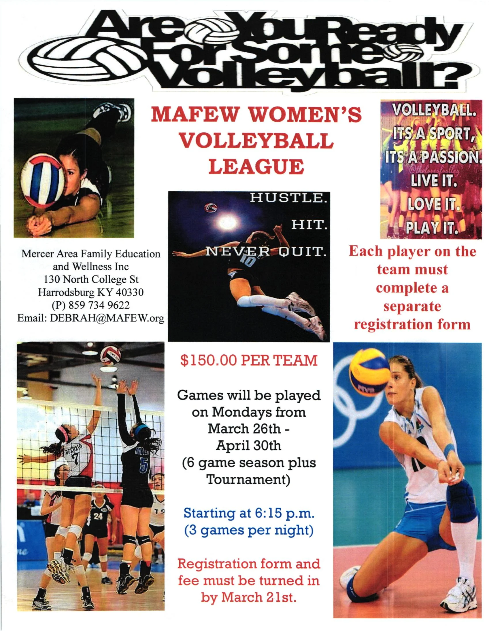 Are you Ready for some Volleyball? (Registration due March 21)