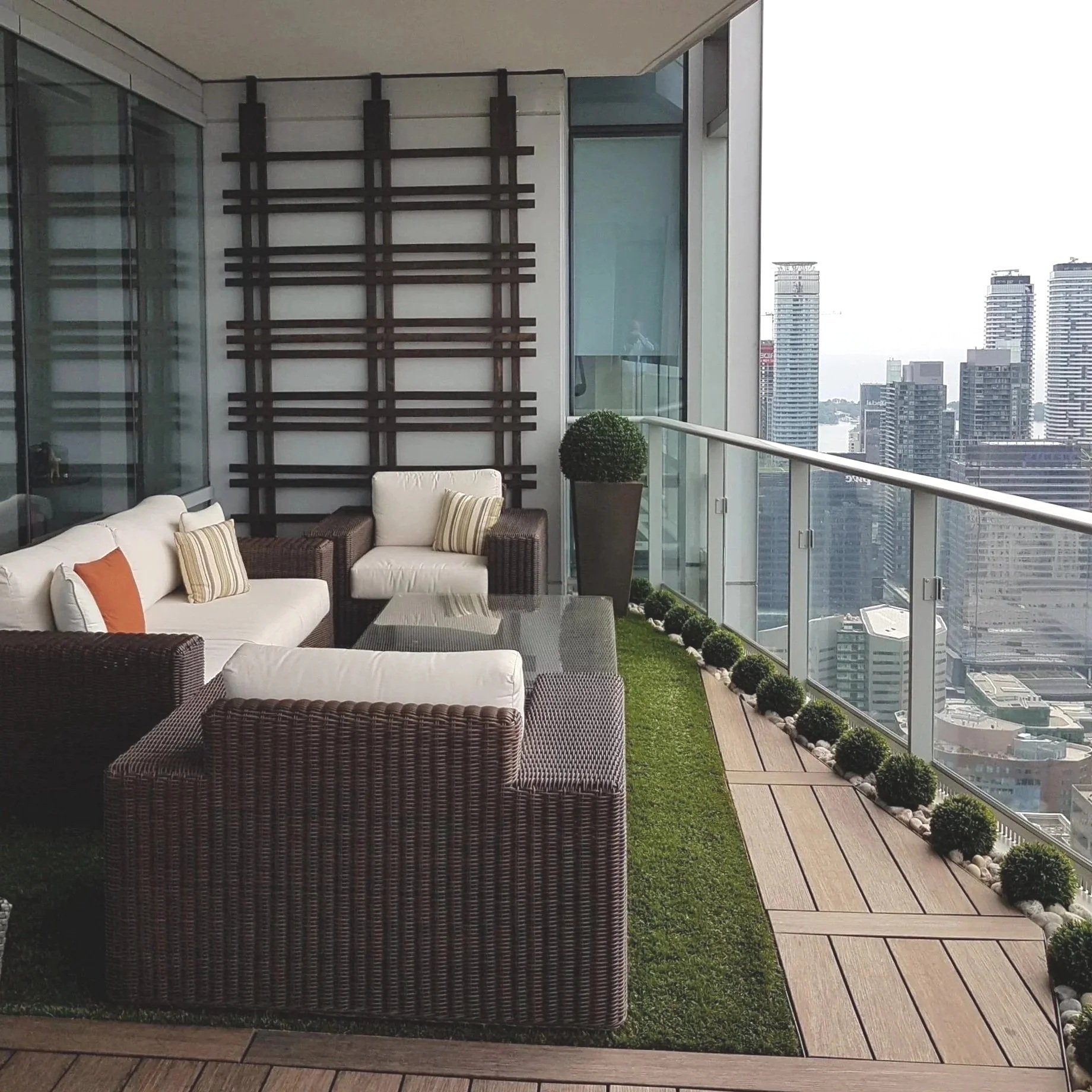 Luxury Condo Balcony grass wood plants