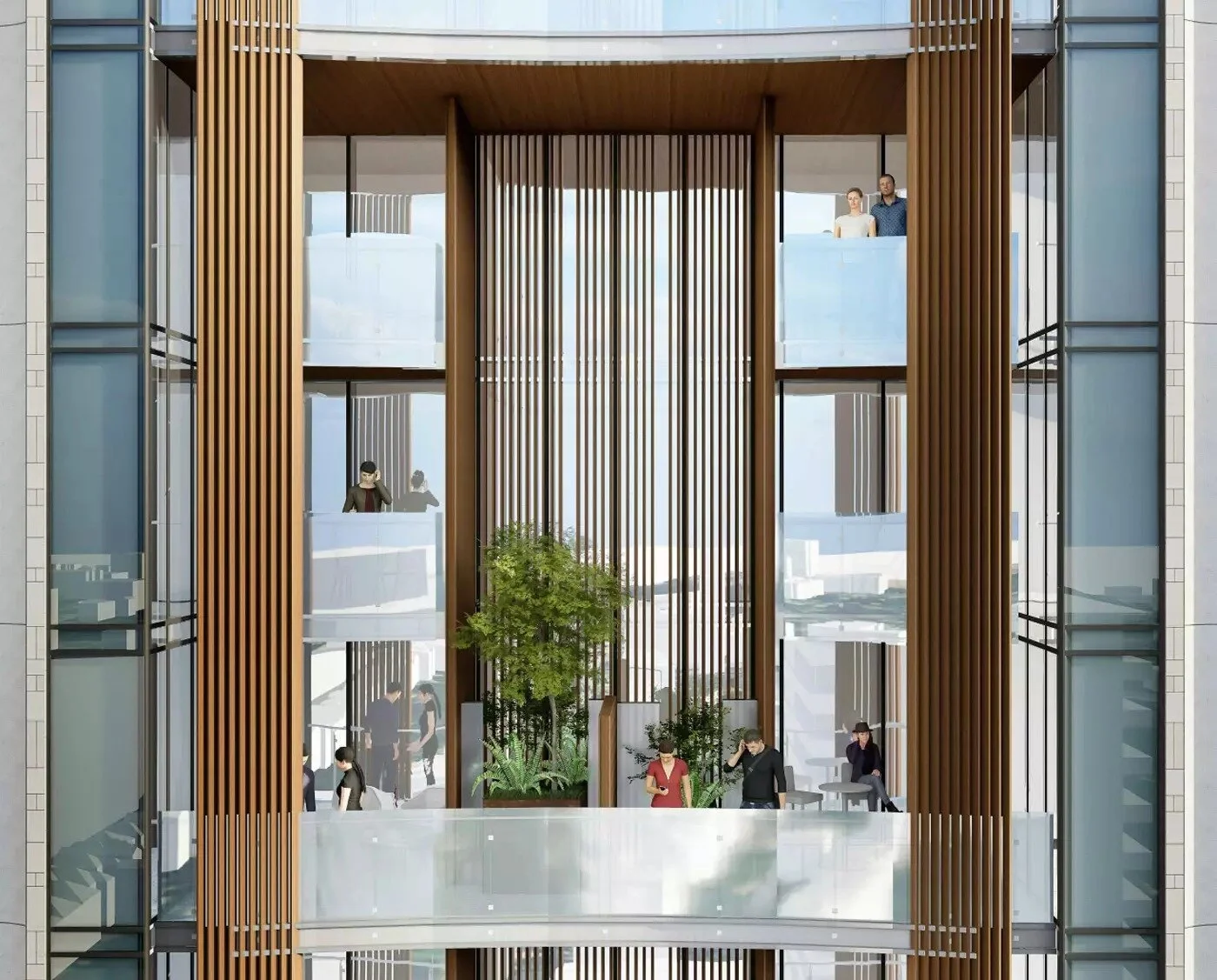 The sky garden will run the length of the building to draw a visual connection to David A. Balfour Park.