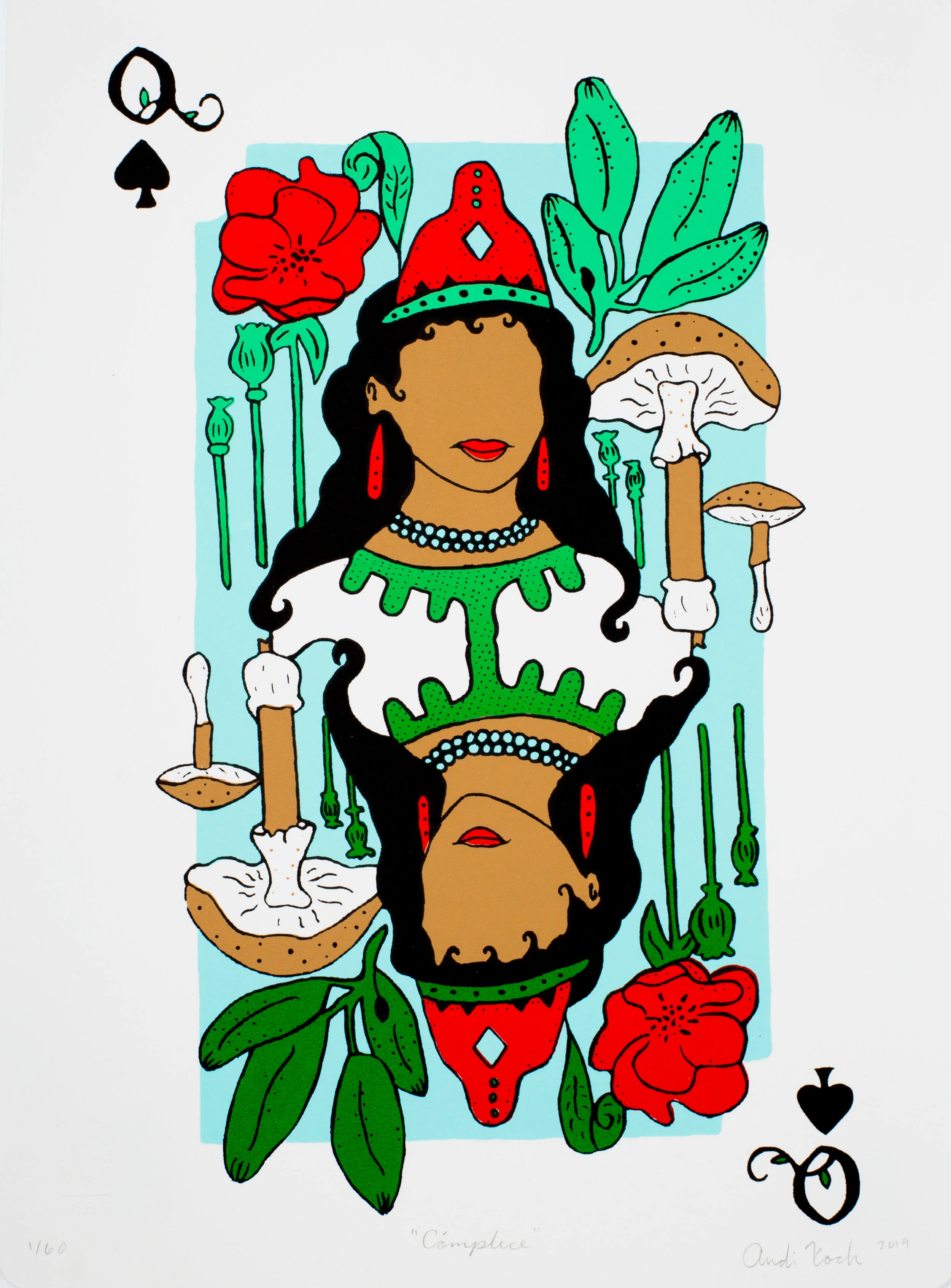 Image “Complice” by Andi Xoch, 2019, serigraph.