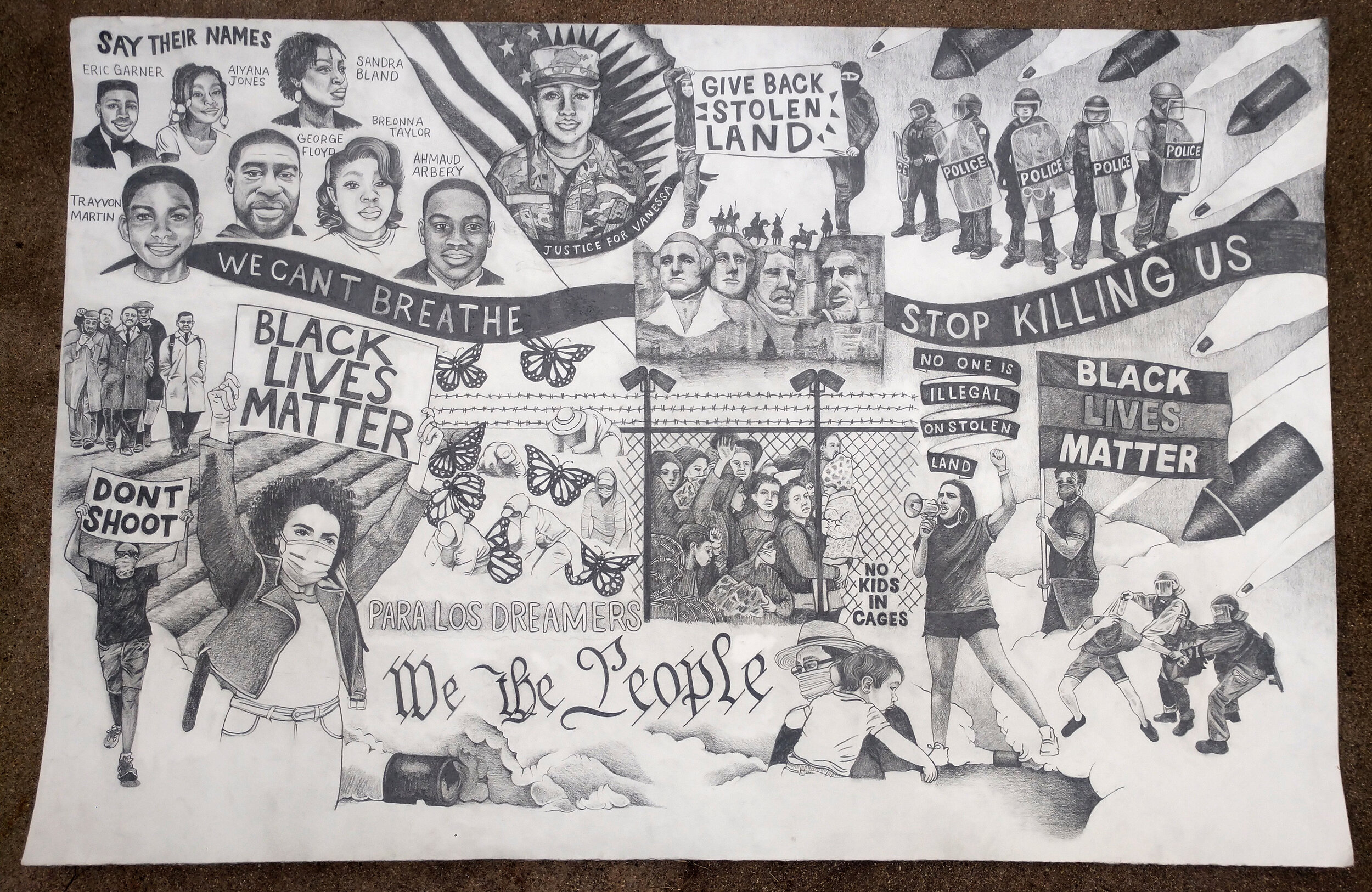  Ariel Mar   State of the Nation , 2020. graphite on paper  25 x 38 in. 