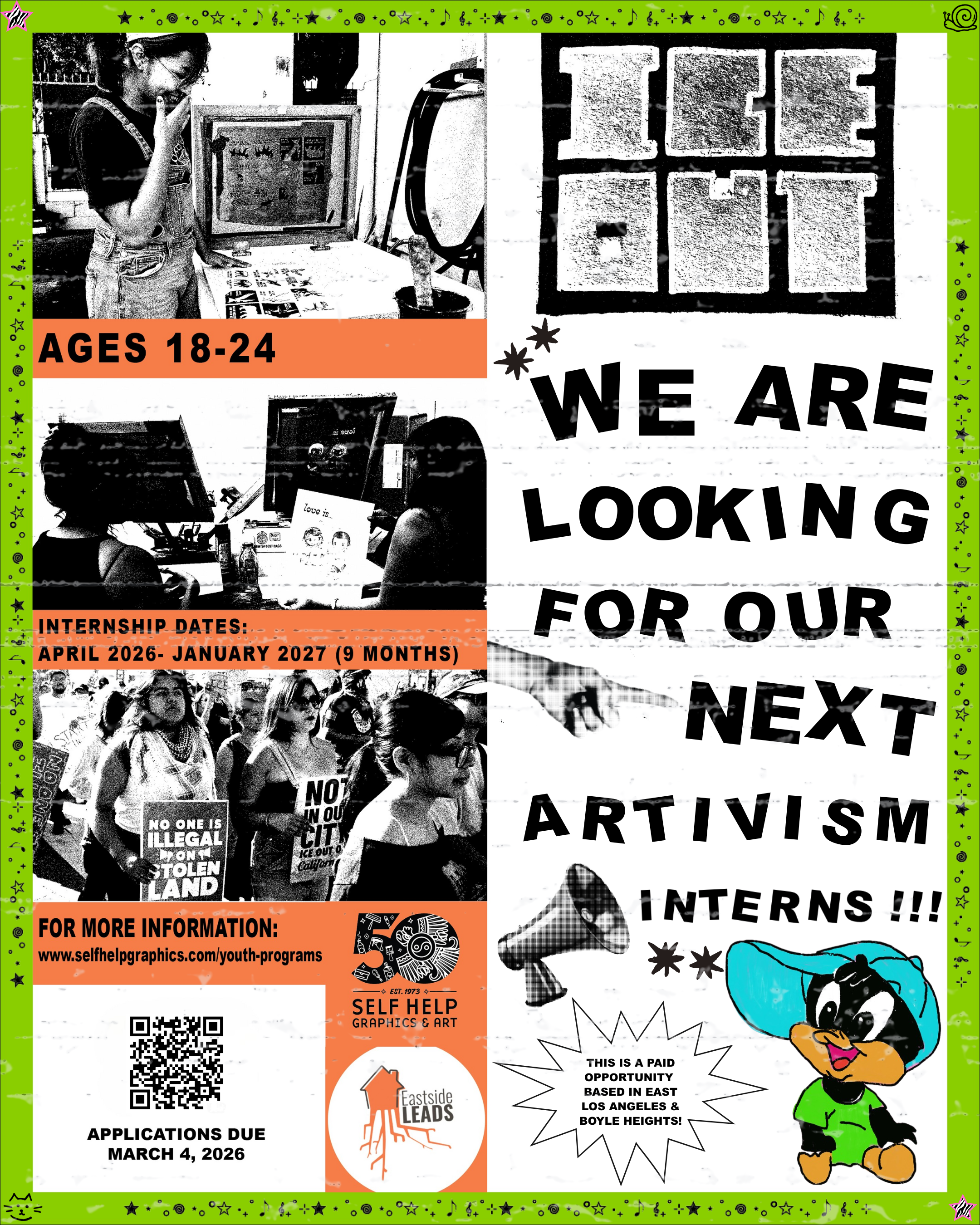 SHG X EASTSIDE LEADS IS LOOKING FOR YOUTH ARTIVISM INTERNS