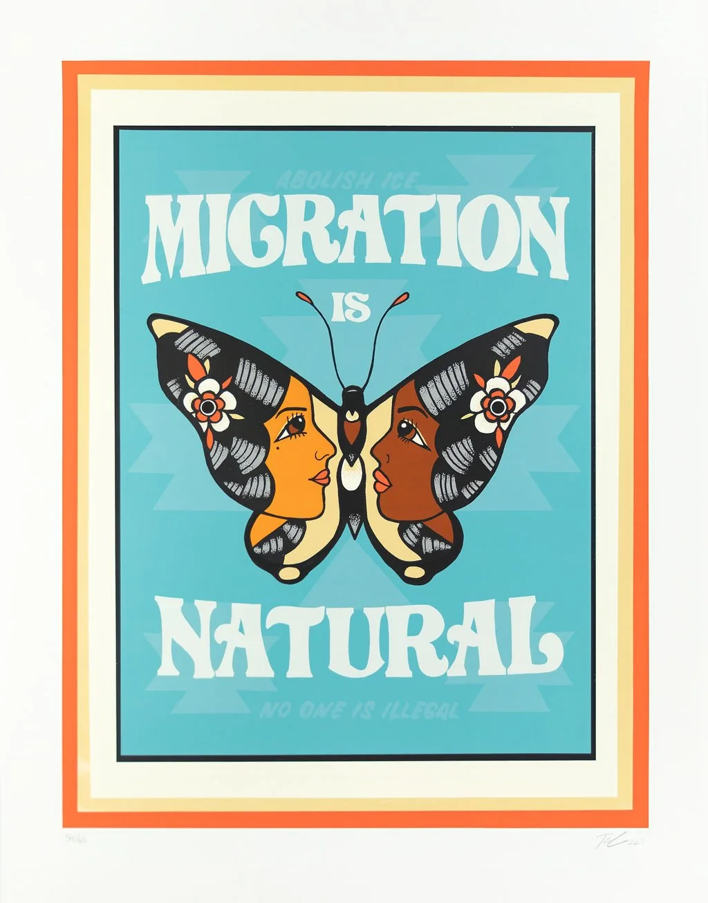 Melissa Govea (Tochtlita), Migration is Natural, 2022. Screenprint, 30” x 22” sheet.
