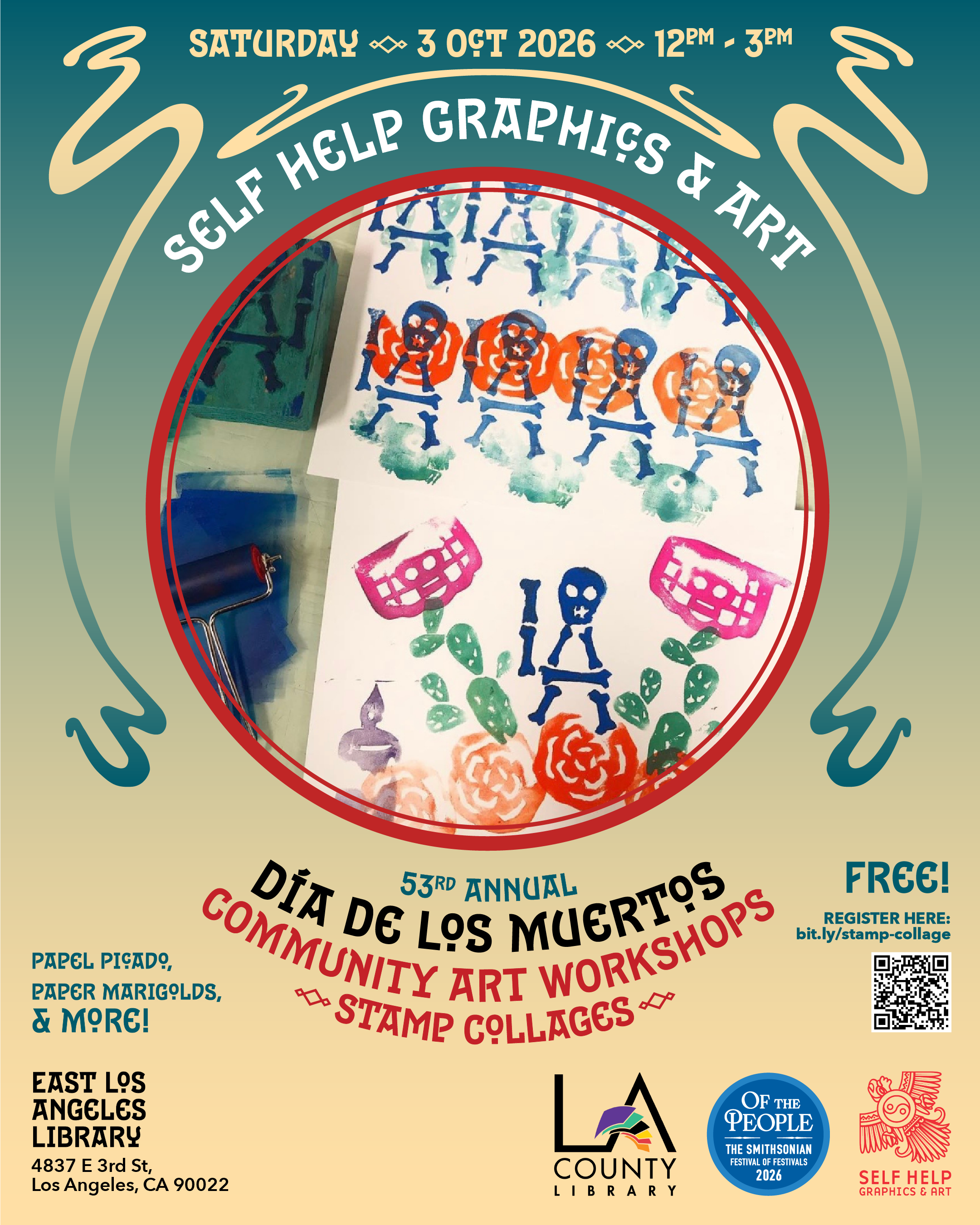 Día de los Muertos Community Art Workshop #1: Stamp Collages