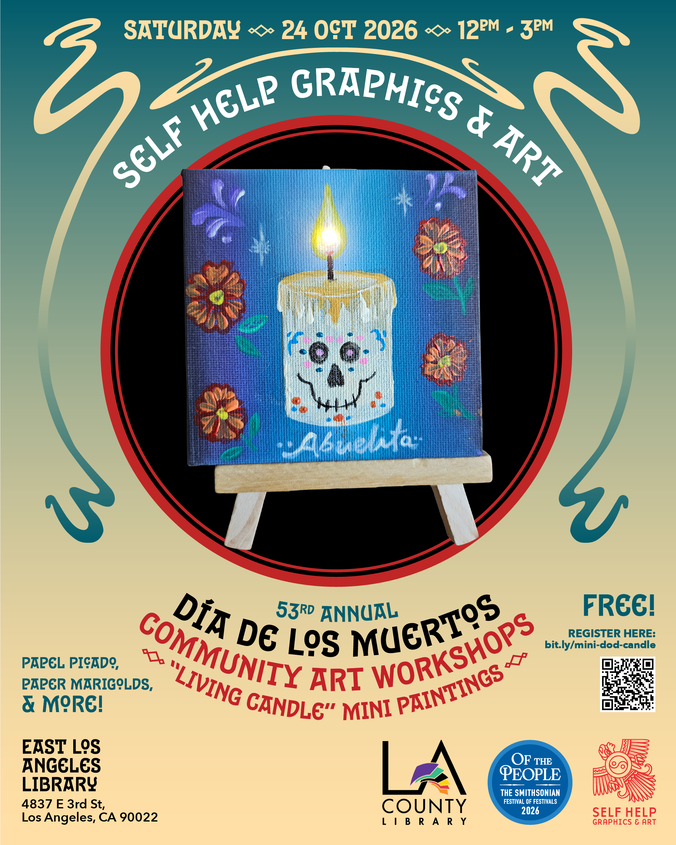 Día de los Muertos Community Art Workshop #4: “Living candle” mini paintings