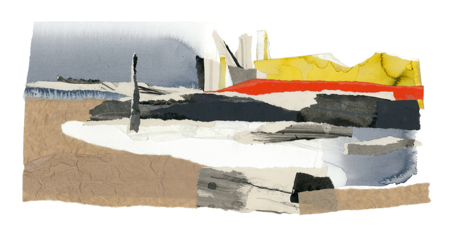 Towards Rye Harbour  Giclee print of watercolour collage, 61 x 31cm, £100 
