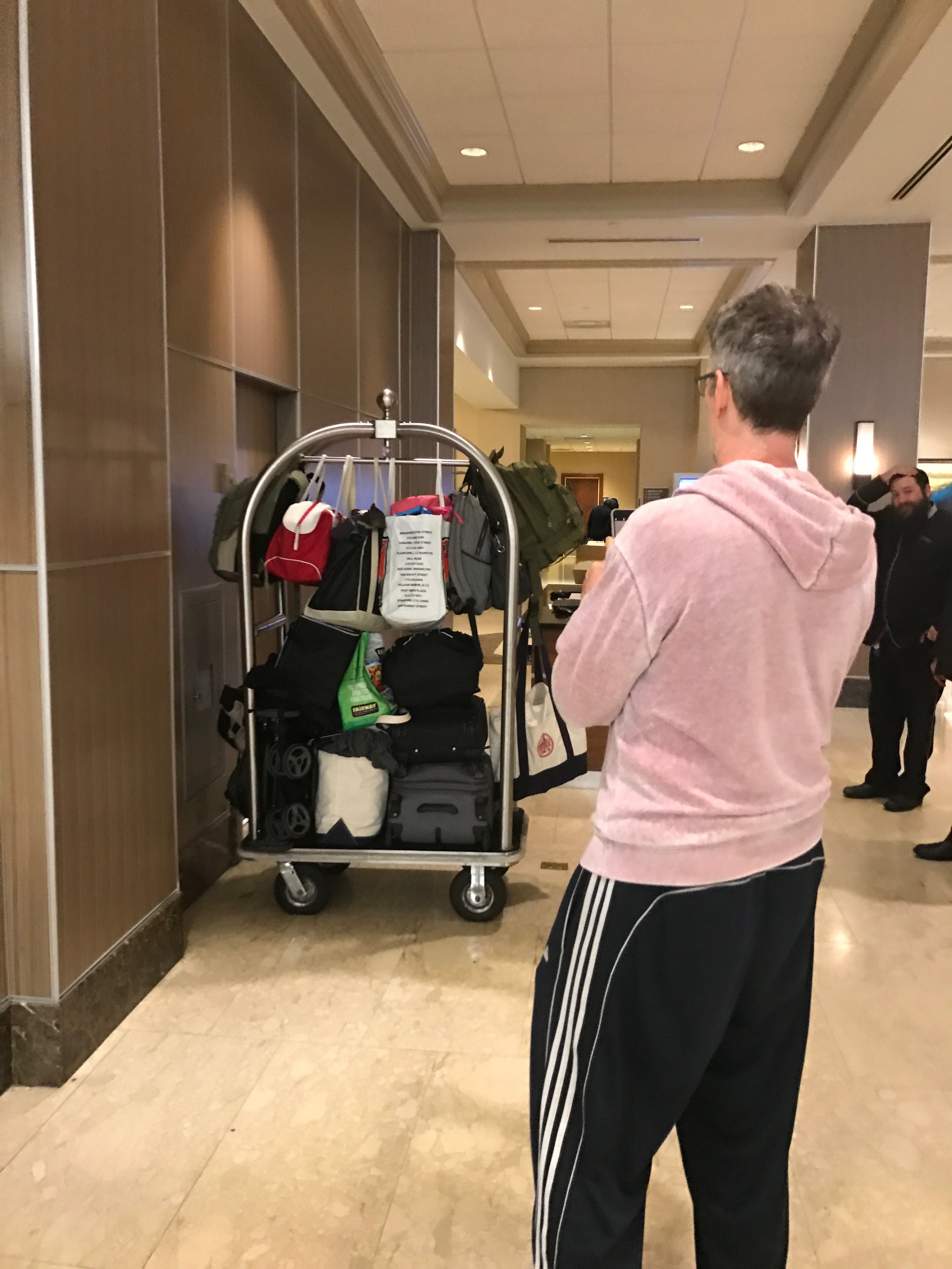   Yes, that is our luggage cart. Don't judge. We had to pack small bags to fit everything into our tiny car. Remember that glass that held rocks, then pebbles, then sand, then water? That was our car.  