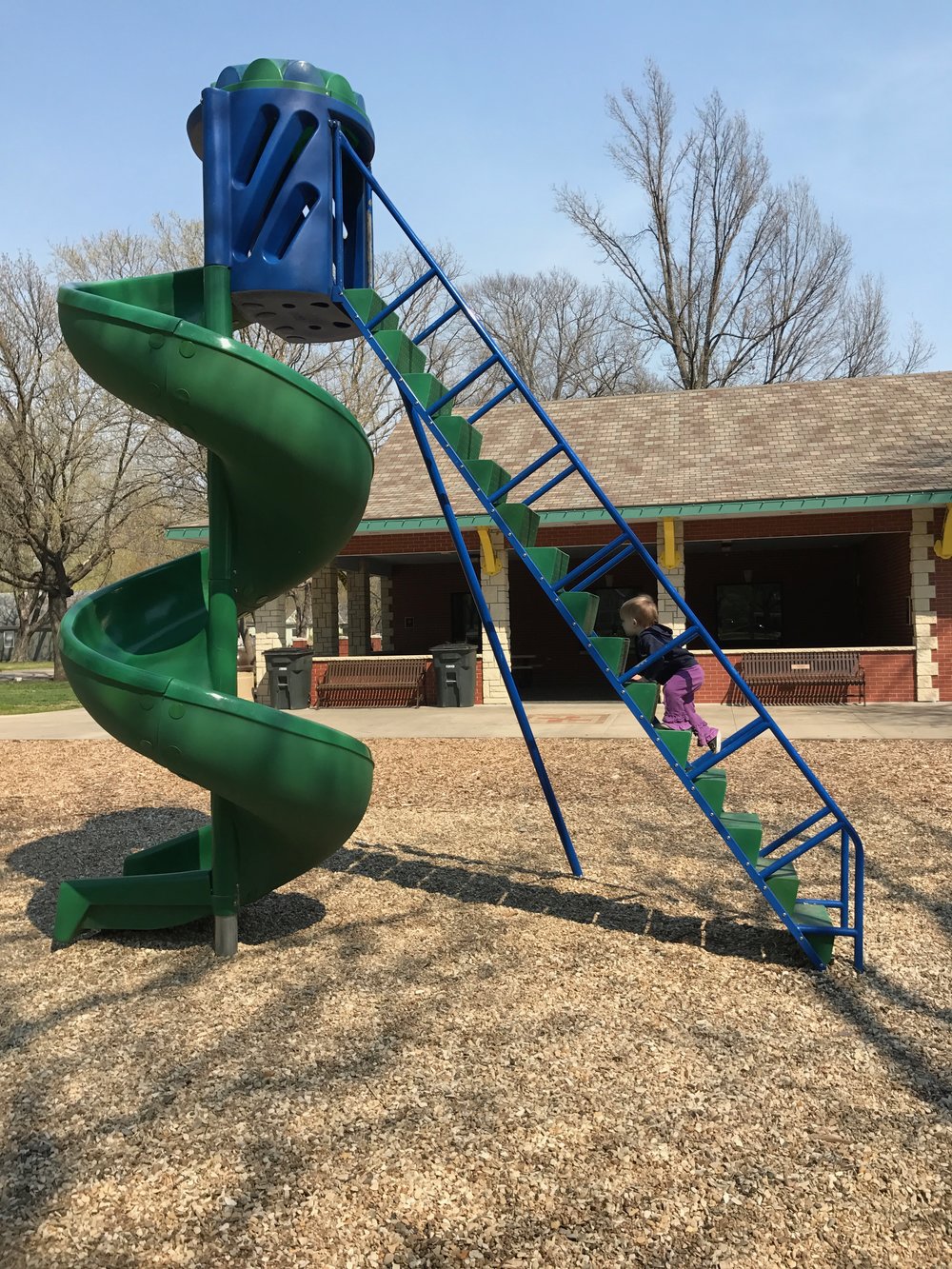   The girl loves to climb.  