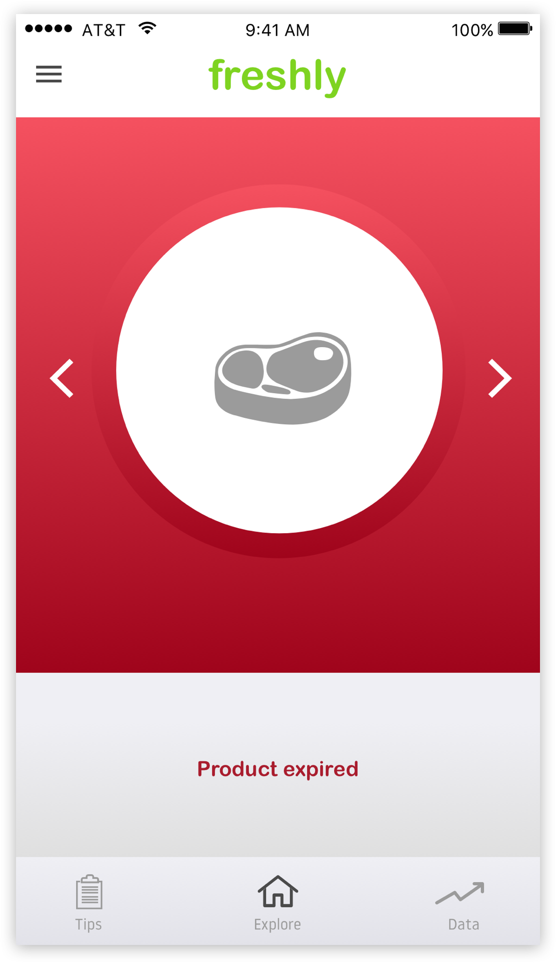 Red indicates a product has expired and is no longer safe to eat. 