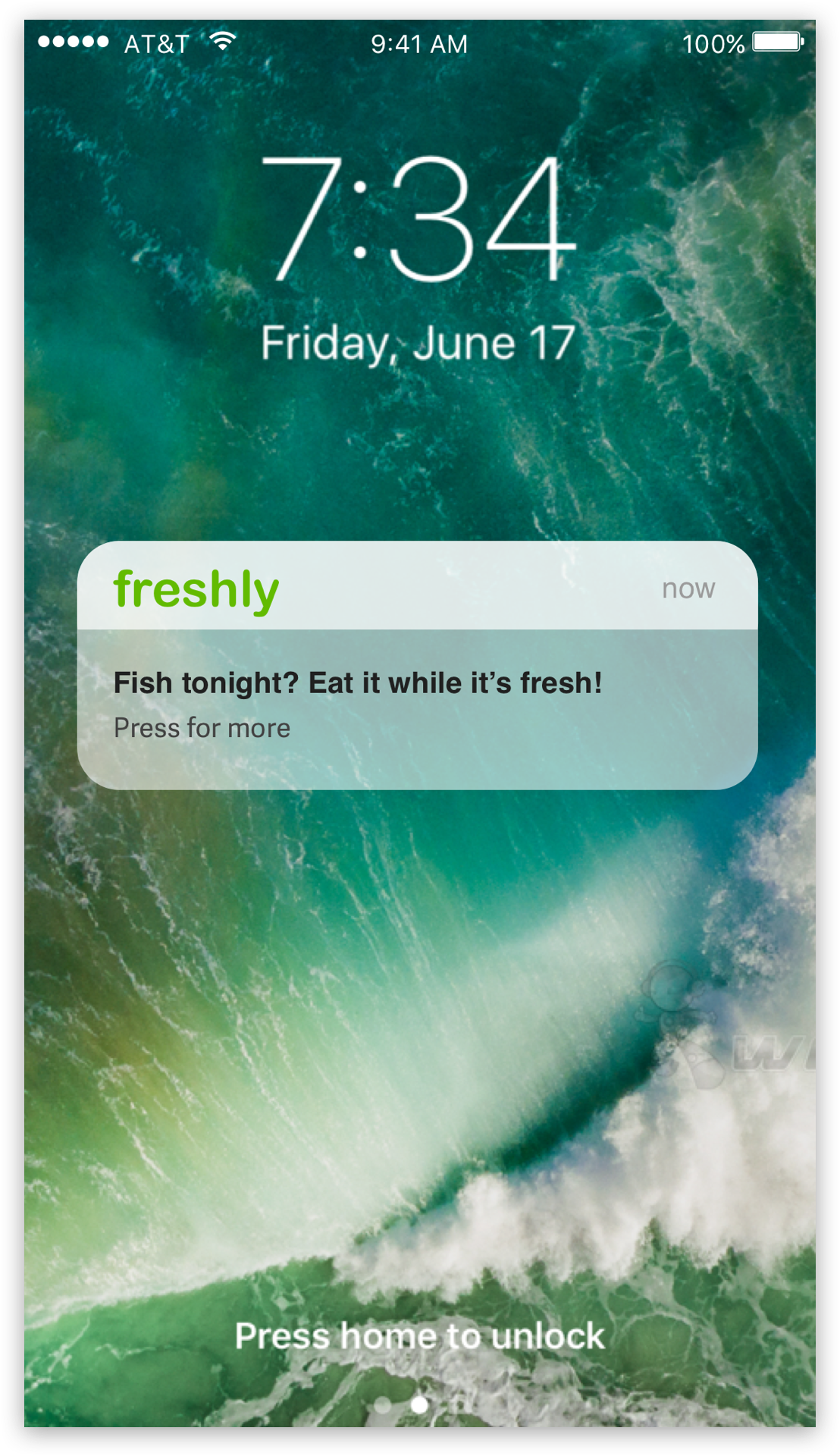 Freshly sends friendly reminders through push notifications. Prompting users on which products need to be cooked or eaten as soon as possible.