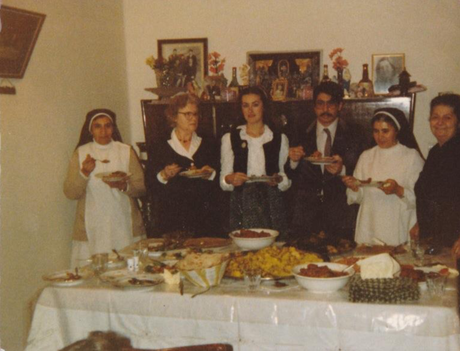 Photo of my parents, my grandmothers, and two Iraqi nuns in the early 1980s in Mosul, Iraq.