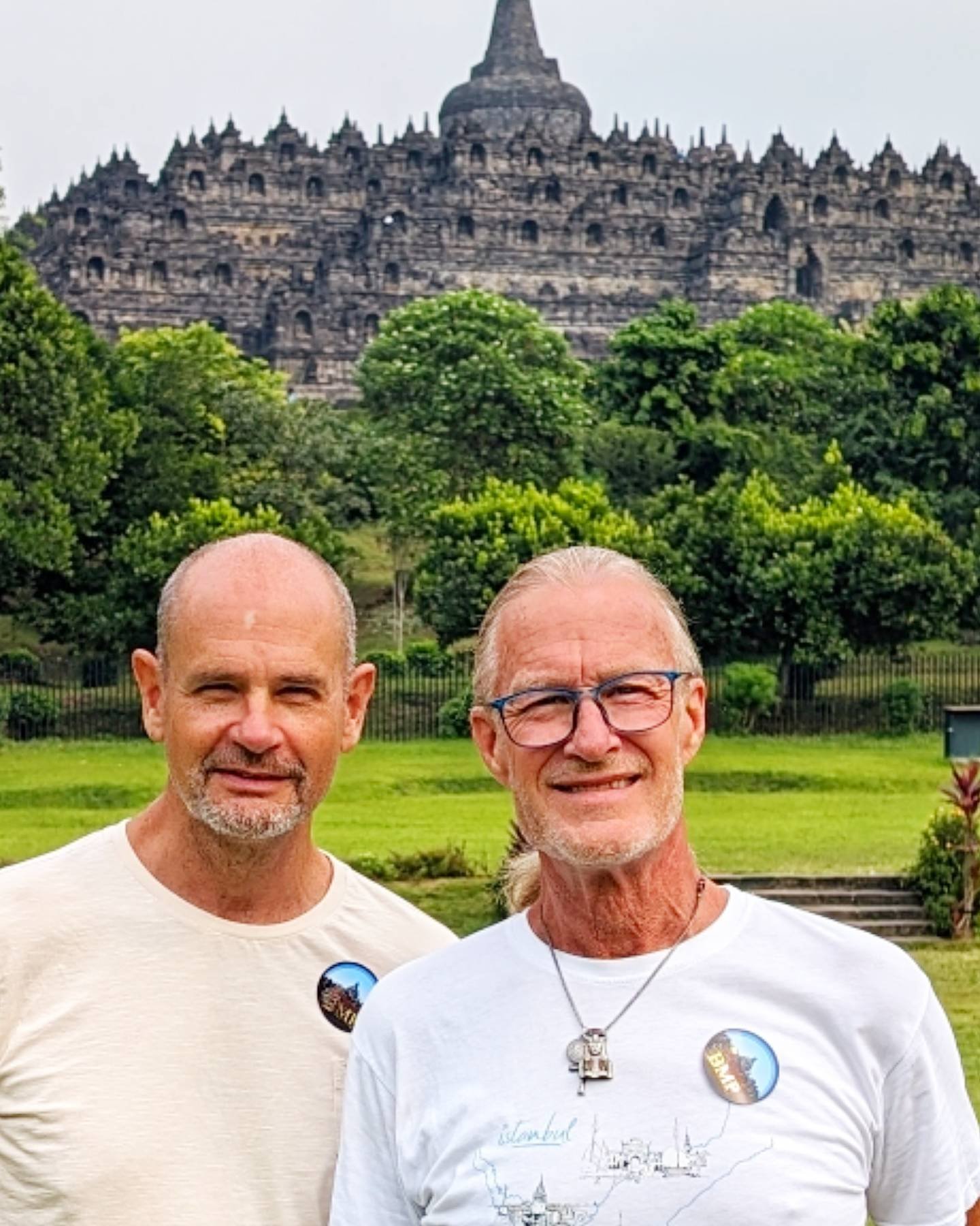 We just visited the largest Buddhist temple in the world! Built in the 8th century by the same cultural impulse that went on to build Angkor Wat, the Borobudur temple seen from above looks like a familiar Tibetan mandala. Amazing! We spent a day walk