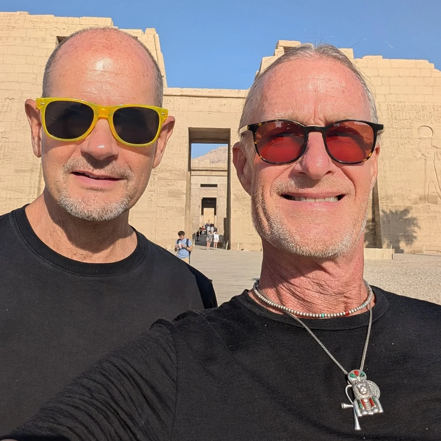 Our guide took us to the less visited tombs and temples. Rich was thrilled to discover more Sekhmet statues and columns with his goddess on them! #egypt #travelmemories #travelblogger #podcast #sekhmet #tombs #temple #ancient #travelpodcast #wow #IfN