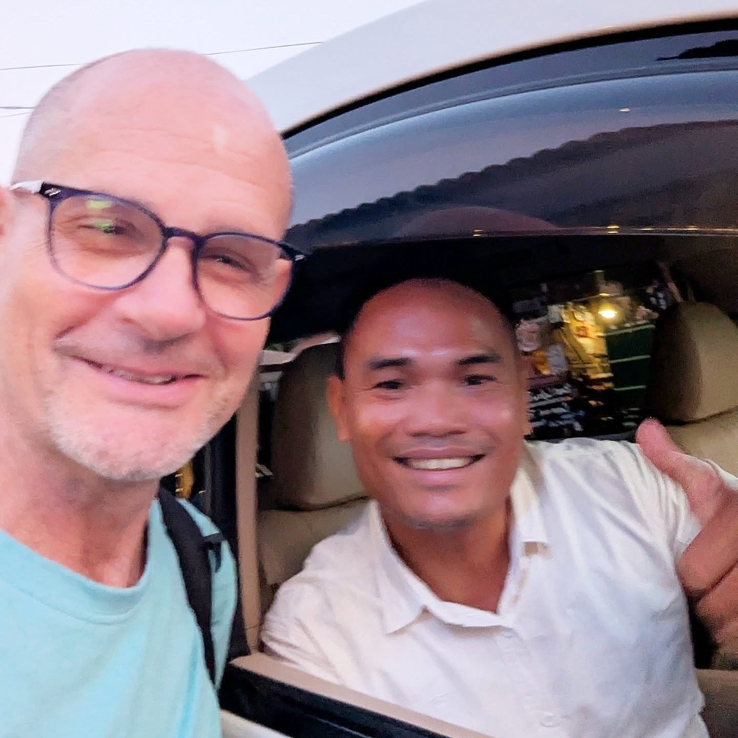 I can see clearly now! 👀
Check out Paul's new glasses! 🤓 He and dear friend Carmen met up with our great driver Sa, who we used several years ago in Siem Reap Cambodia! 🙏🏽 He's made sure that the two of them enjoy their visit! Meanwhile Rich is o