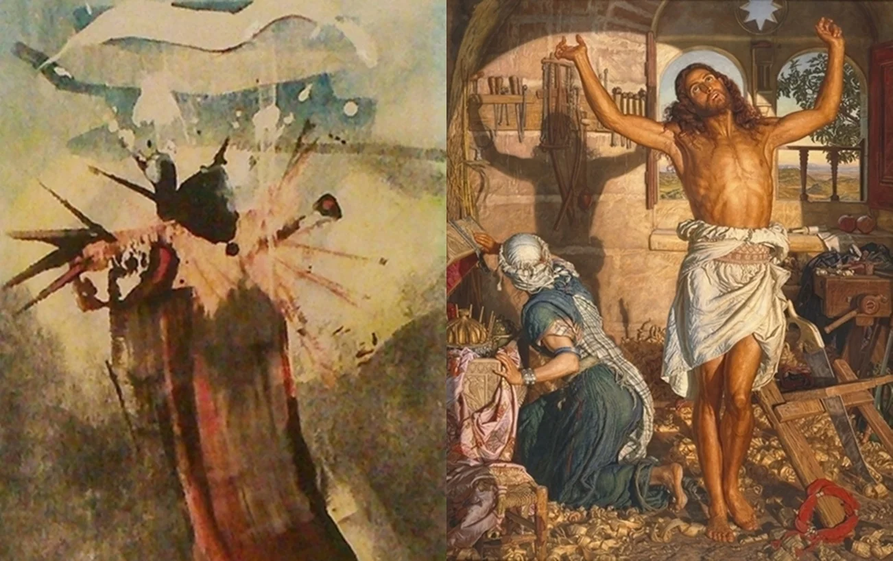 (l) Waiting for the Cloud (1959) by Ahmed Parvez (r) Shadow of Death by William Holman Hunt (Gallery 7)