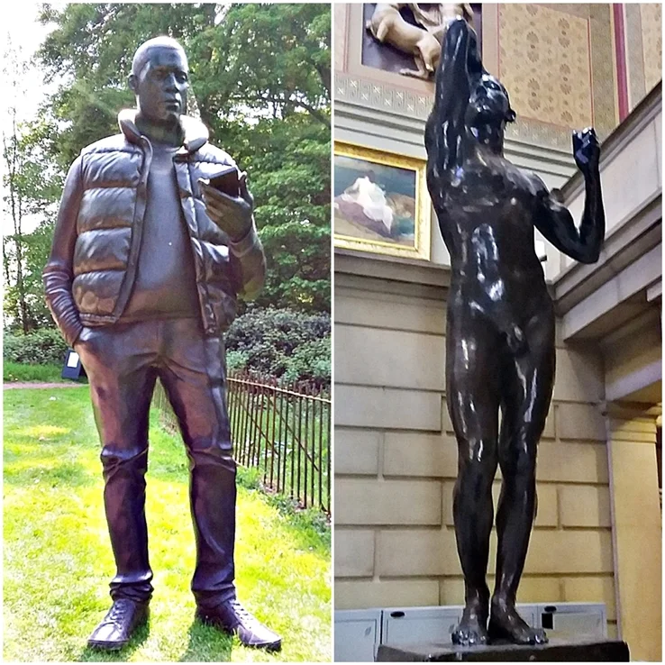 (l) Network by Thomas J Price, Yorkshire Sculpture Park (r) The Age of Bronze by Rodin