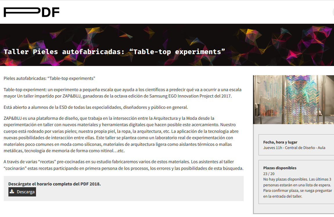Workshop: Pieles Autofabricadas “Table top Experiments” 17.05.2018. Matadero. Madrid Public Design Festival