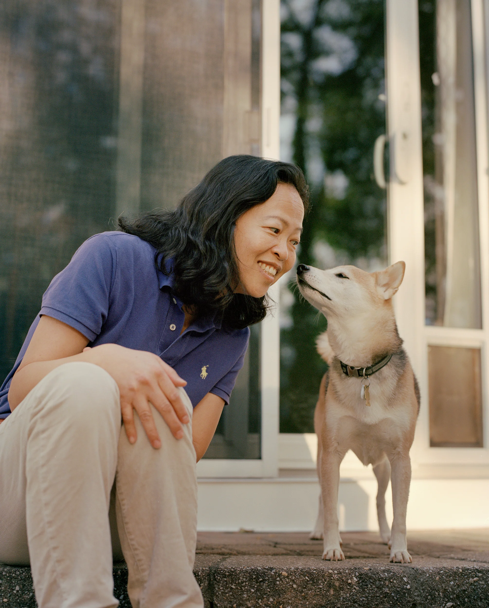 Mom and Kira in the backyard, New Jersey, August 2017.
