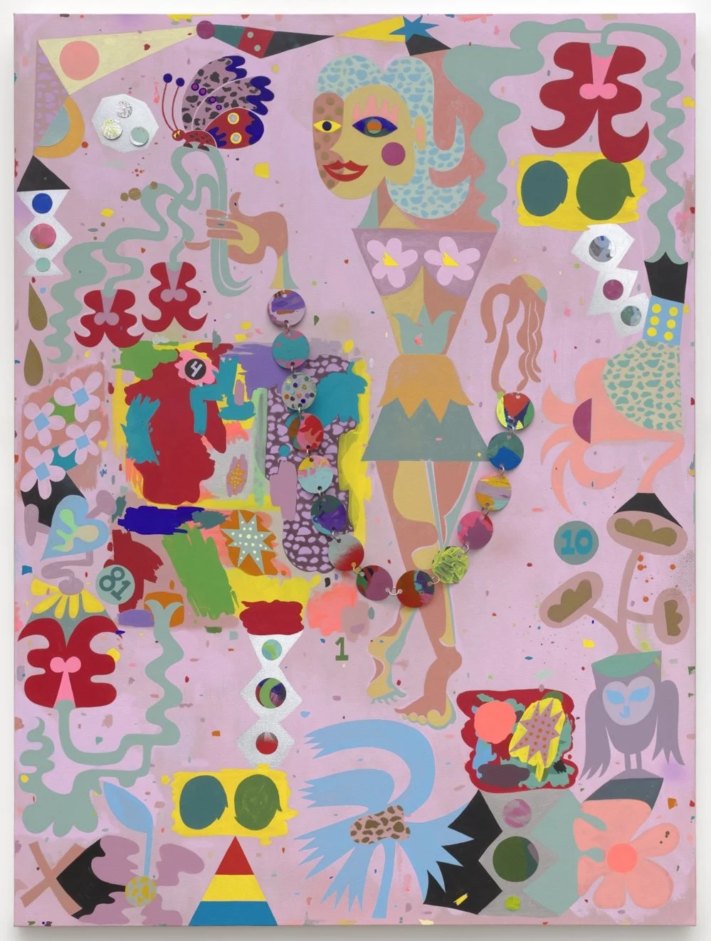 Multiplier, 48 x 36, Acrylic with collage components on canvas, 2022
