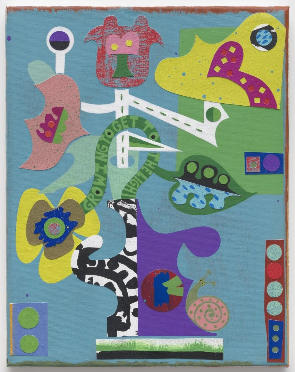 Growing to get to the Light, Bouquet Play (10), 14 x 11 in., Acrylic and collage on canvas, 2025