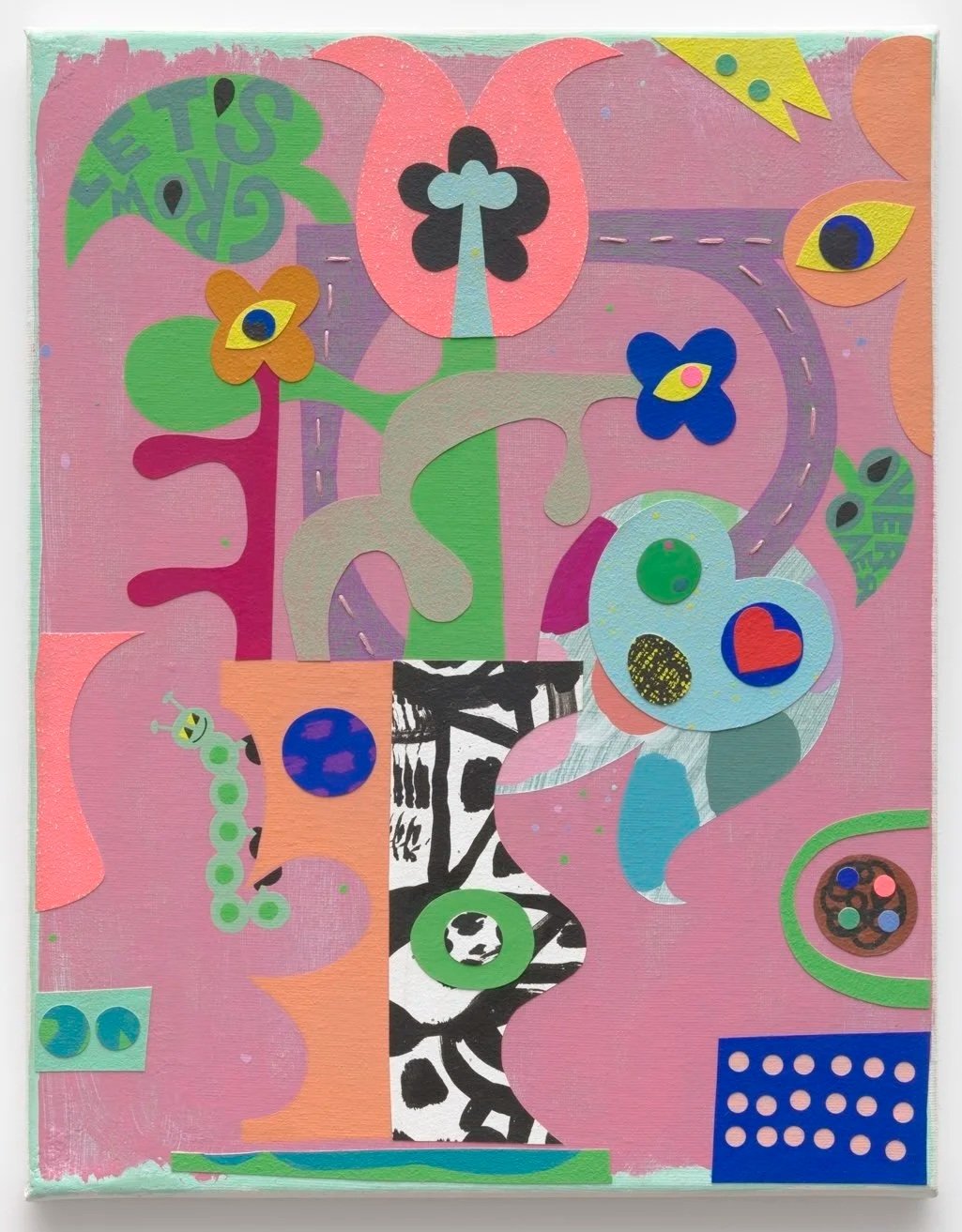 Let's Grow, Over-Over , Bouquet Play (11), 14 x 11  in. Acrylic and collage on canvas, 2025