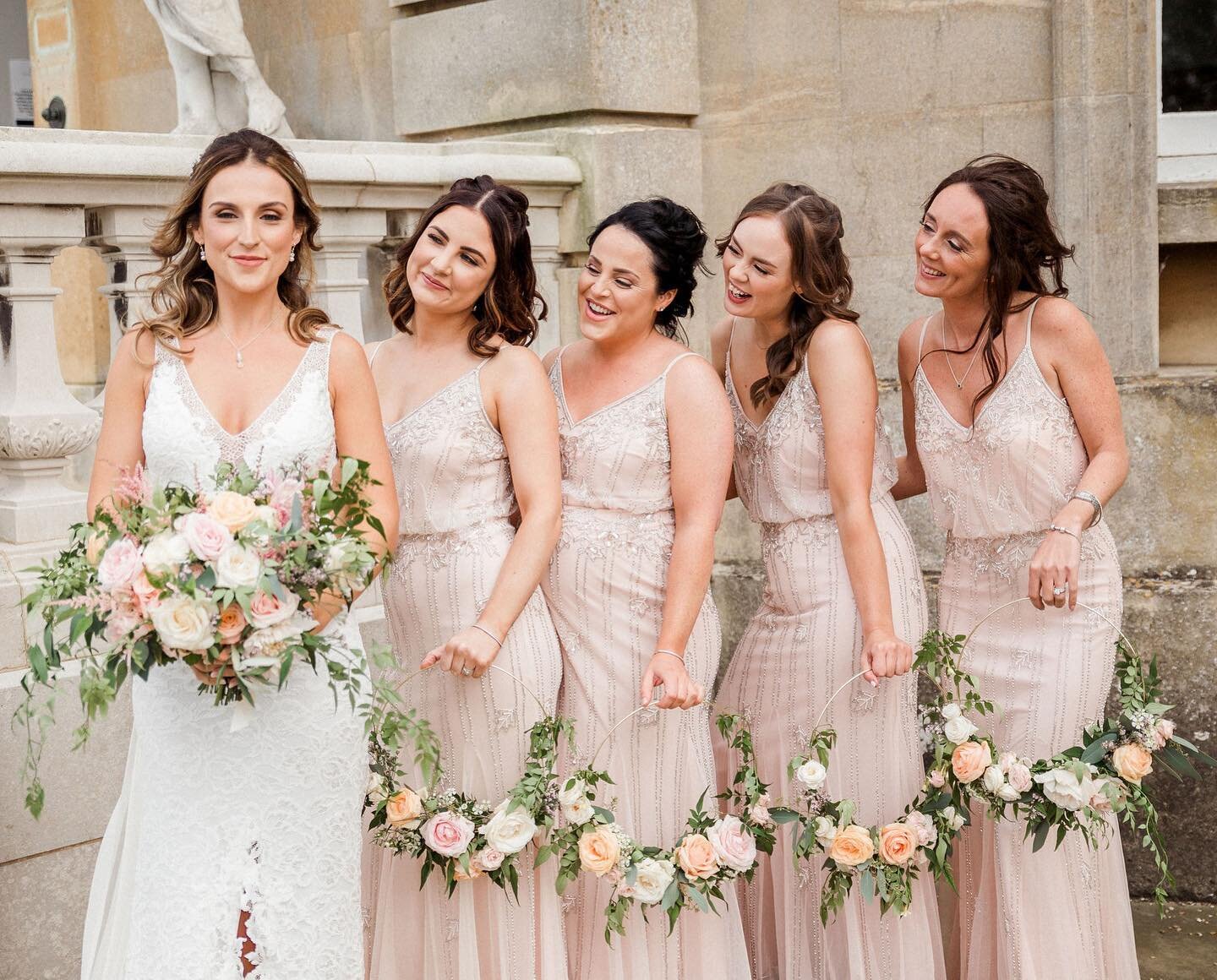 Floral hoops were carried by the bridesmaids for this beautiful intimate wedding, instead of your traditional bouquets. Spray roses and Jasmine trails are perfect for this look!

Photography @absolutephotouk 
Hair @notyourordinarysalon 
MUA @katrinam