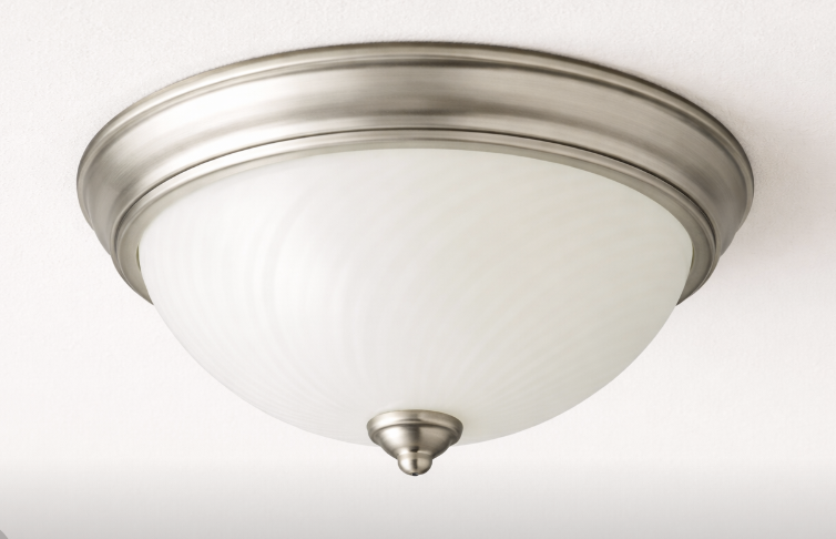 a typical builders boob light white globe nickel trim