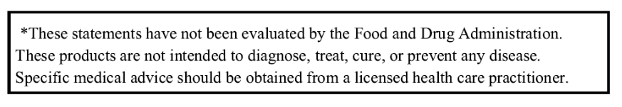Disclaimer statement for US Food and Drug Administration.
