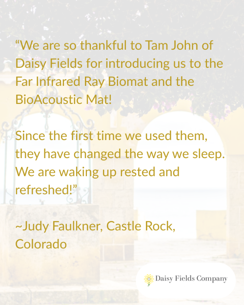 BioAcoustic VibroAcoustic Sound Therapy Healing integrative wellness tool client review feature including "since the first time we used them, they have changed the way we sleep.  We are waking up rested and refreshed!"