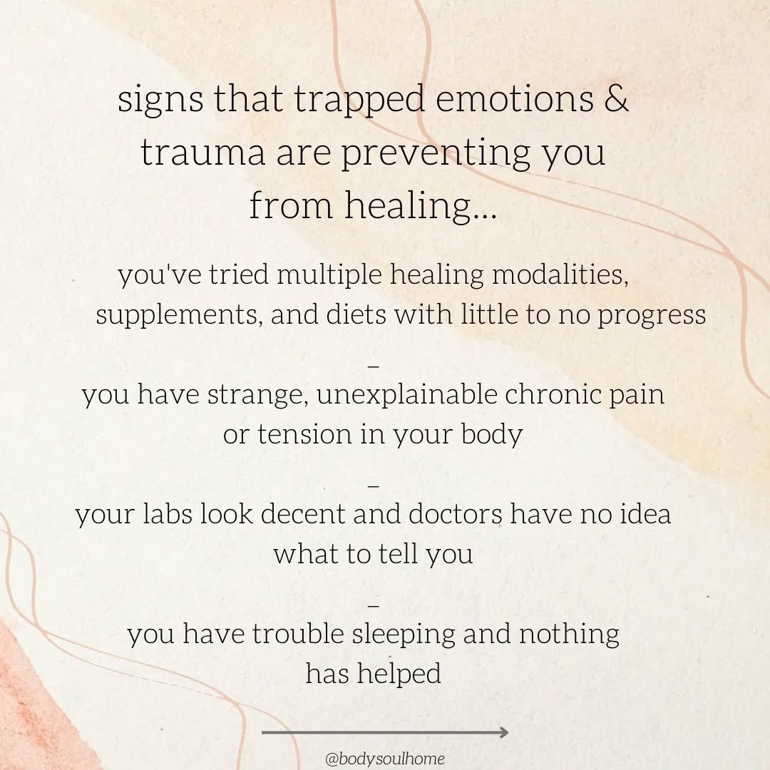 Have you tried *everything* but still struggle to make progress and heal? This is probably why!

While this list isn't exhaustive, it gives you a good idea of the many symptoms that serve as red flags when there's an emotional component at play. When
